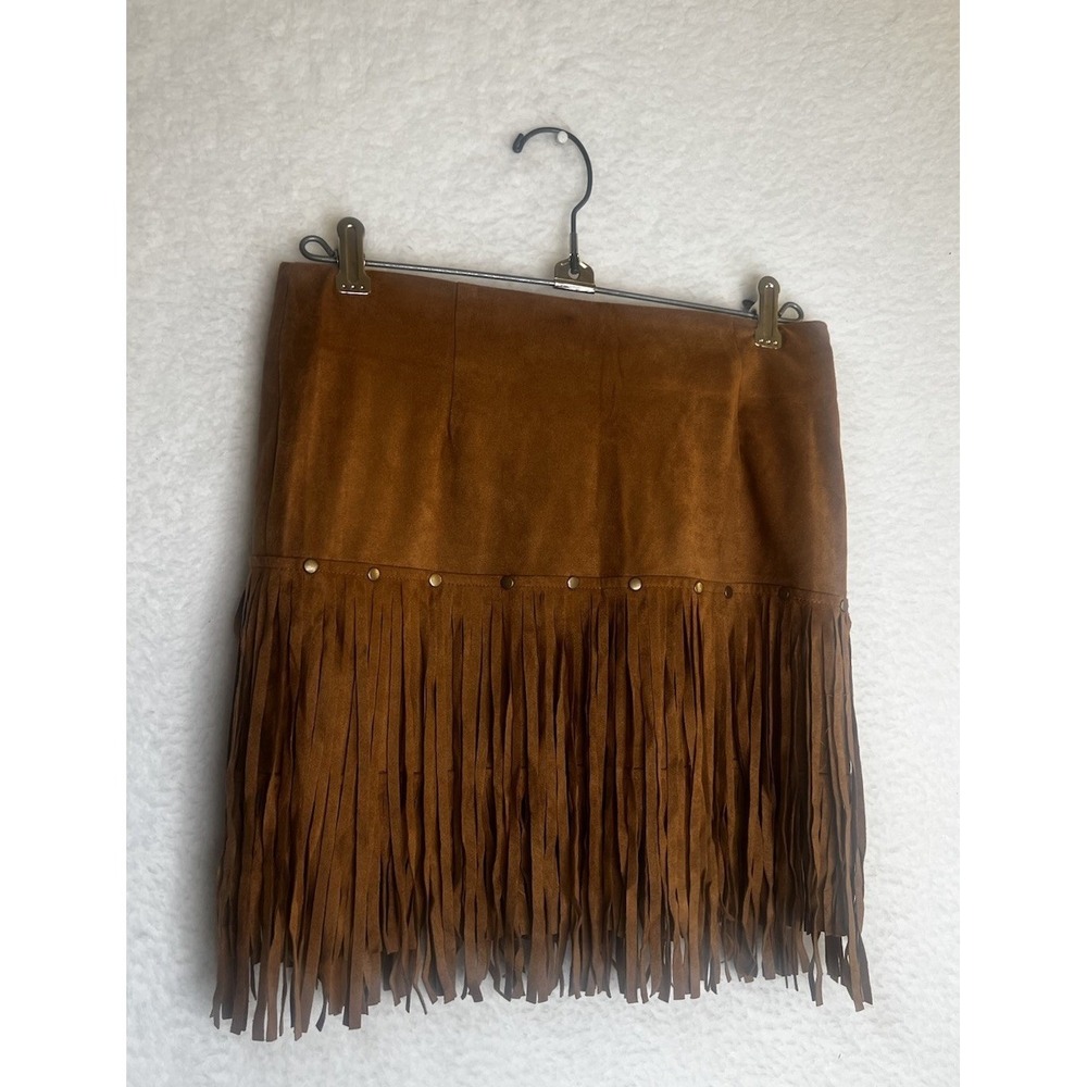 Girls Fornia Fringe Embellished Skirt‎ Sz L Stine Beige Western Cowgirl Festival